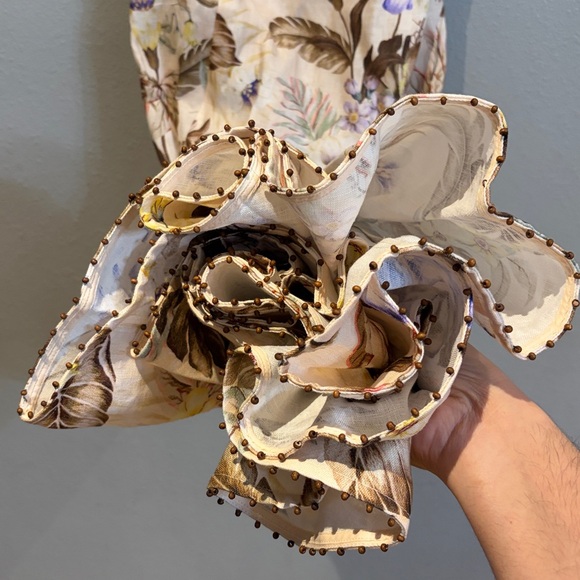 Zimmermann COCO TIE FRONT MIDI LINEN DRESS AU 1= US 6 NWOT - Picture 9 of 17